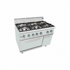 Fourneau gaz sur four 6 feux vifs 6 x 7 kW