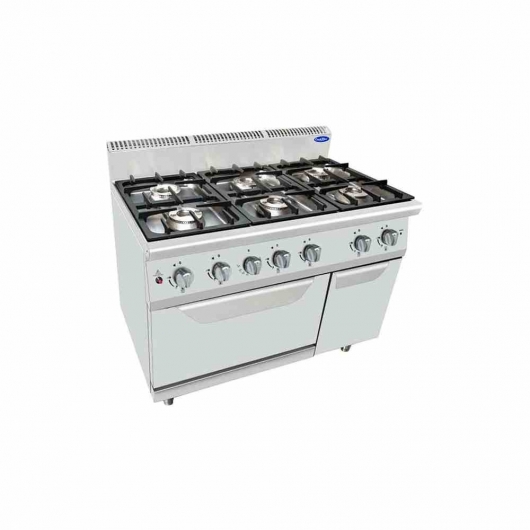 Fourneau gaz sur four 6 feux vifs 6 x 7 kW