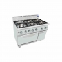 Fourneau gaz sur four 6 feux vifs 6 x 7 kW