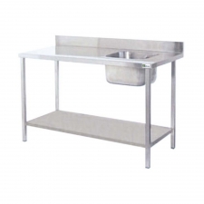 Table de chef avec dosseret bac à droite L. 2000 mm