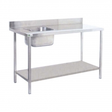Table de chef avec dosseret bac à gauche L. 2000 mm