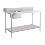 Table de chef avec dosseret bac à gauche L. 2000 mm