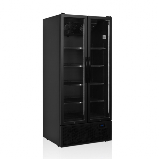 Vitrine positive vitrée noire 2 portes 535 L