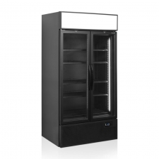 Vitrine noire vitrée 2 portes cadre alu 524 L