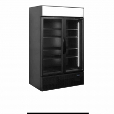 Vitrine réfrigérée noire 2 portes avec caisson 645 L