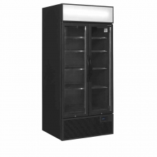 Vitrine réfrigérée noire 2 portes avec caisson 535 L