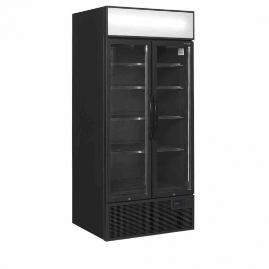 Vitrine réfrigérée noire 2 portes avec caisson 535 L
