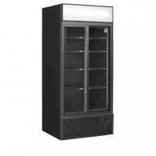 Vitrine réfrigérée noire 2 portes avec caisson 462 L