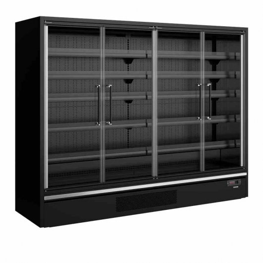 Vitrine réfrigérée pour supermarché noire 4 portes 1258 L