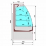 Meuble semi-mural réfrigéré libre-service ouvert avec rideau BLACK L. 2562 mm expo 615 mm