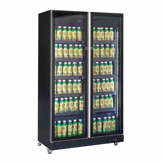 Armoire froide positive 2 porte en verre noire 758 L