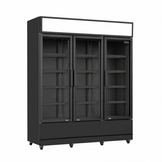 Armoire froide positive 3 portes en verre noire 1065 L