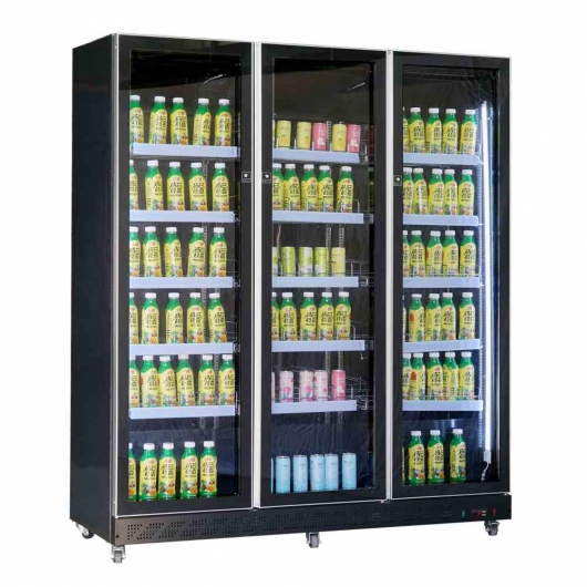 Armoire froide positive 3 portes en verre noire 1173 L