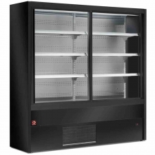 Vitrine murale noire ventilée 2 portes coulissantes L. 1800 mm