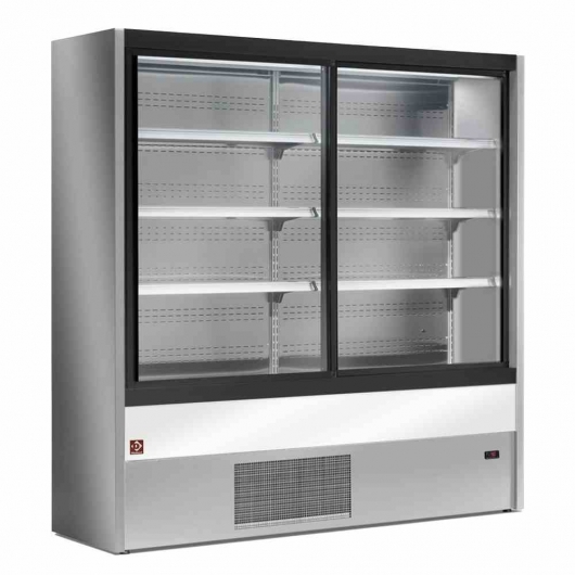 Vitrine murale réfrigérée ventilée portes coulissantes GRIS/BLANC L. 2000 mm