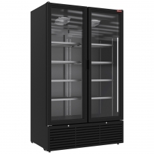 Vitrine ventilée positive 1142 litres, 2 portes battantes NOIRE