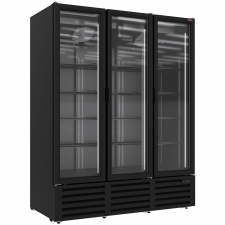 Vitrine ventilée positive 1455 litres, 3 portes battantes NOIRE