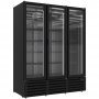 Vitrine ventilée positive 1455 litres, 3 portes battantes NOIRE