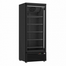 Vitrine murale négative 1 porte en verre noire 600 L