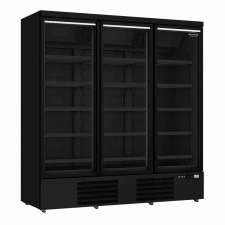 Vitrine murale négative 3 portes en verre noire 1450 L