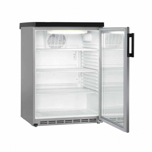 Armoire froide ventilée inox 180 L, porte vitrée