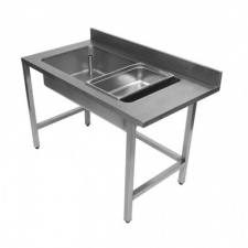 Table de déboîtage inox adossée L. 1600 mm