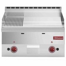 Plaque de cuisson gaz surface 2/3 lisse 1/3 nervurée chrome Top