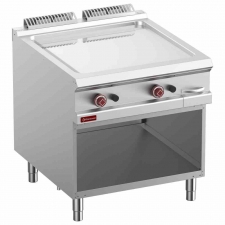 Plaque de cuisson lisse gaz chromée module 1/1 armoire ouverte