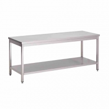 Table inox centrale avec étagère P. 700 mm L. 1200 mm 