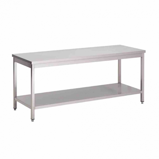 Table inox centrale avec étagère P. 700 mm L. 1200 mm 