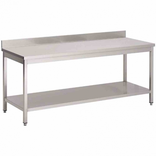 Table inox étagère et dosseret P. 600 L. 2000