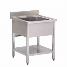 Plonge inox avec étagère 1 bac P. 700 mm L. 700 mm
