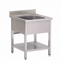 Plonge inox avec étagère 1 bac P. 700 mm L. 700 mm