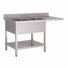 Plonge inox 2 bac à gauche étagère et emplacement lave-vaisselle P. 700 L. 1600
