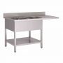 Plonge inox 2 bac à gauche étagère et emplacement lave-vaisselle P. 700 L. 1600