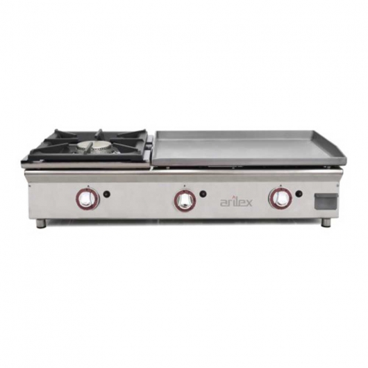 Plancha à gaz en acier laminé et feux 6 kW L. 1006 mm
