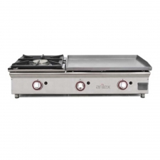 Plancha à gaz en acier chromé et feux 6 kW L. 1006 mm