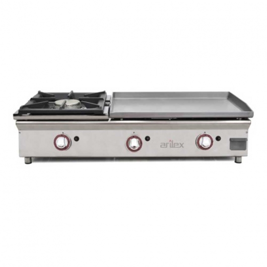 Plancha à gaz en acier chromé et feux 6 kW L. 1006 mm