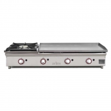 Plancha à gaz en acier chromé et feux 6 kW L. 1206 mm