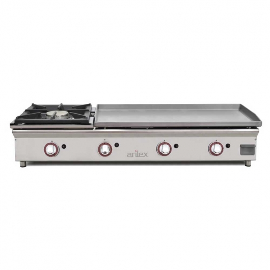 Plancha à gaz en acier chromé et feux 6 kW L. 1206 mm