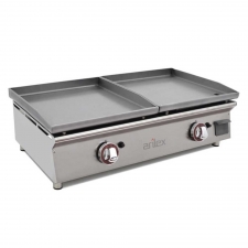 Plancha à gaz duo en acier laminé 400 x 400 + 400 x 400 mm