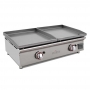 Plancha à gaz duo en acier laminé 400 x 400 + 400 x 400 mm