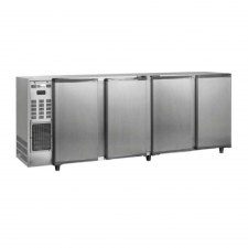 Arrière-bar réfrigéré 4 portes pleines groupe logé inox 521 L