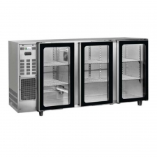 Arrière-bar réfrigéré 3 portes vitrées groupe logé inox 390 L
