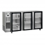 Arrière-bar réfrigéré 3 portes vitrées groupe logé inox 466 L
