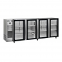 Arrière-bar réfrigéré 4 portes vitrées groupe logé inox 622 L