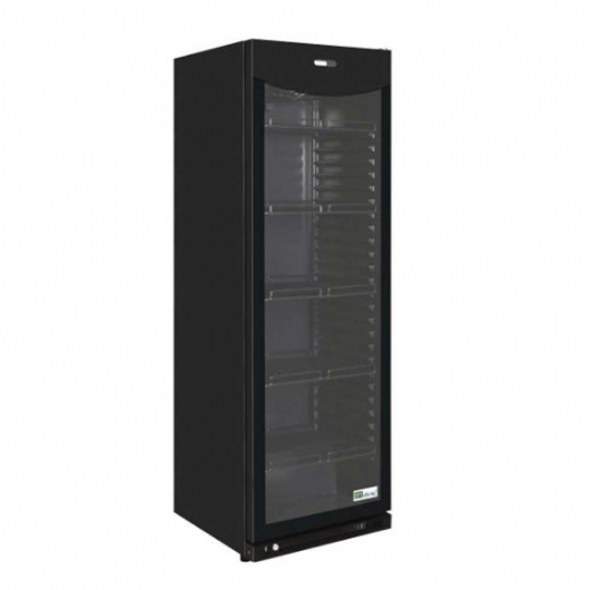 Armoire réfrigérée positive 1 porte vitrée 382 L laquée noire