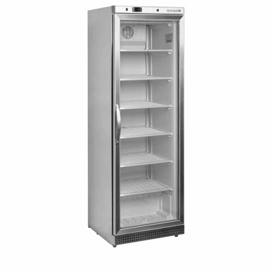 Congélateur vertical de vitrine inox statique 1 porte 340 L