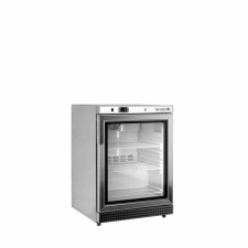 Congélateur vertical de vitrine inox ventilé 1 porte 120 L