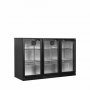 Arrière bar noir 3 portes vitrées battantes 288 L